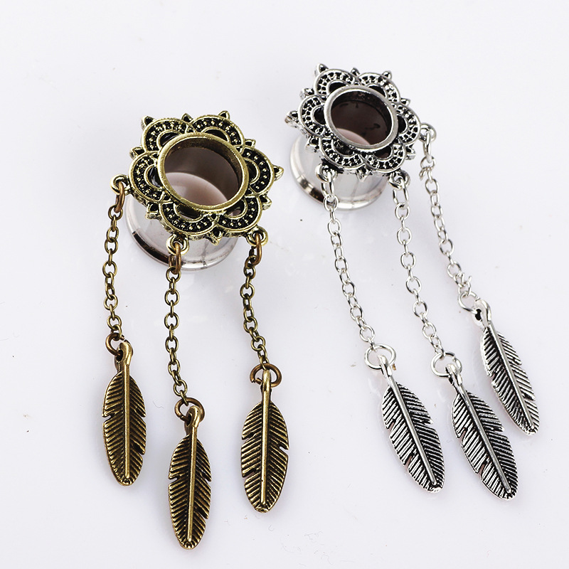 Bronze 16mm U-Shaped Leaf Ear Weights Stainless Steel Body Jewelry for Gauged Earlobes detail image 14