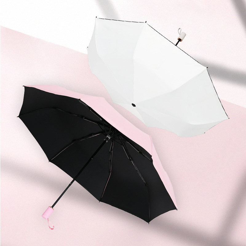 Solid Colour Umbrella For Women Uv Protection Foldable Parasol_voghion.com