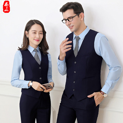 春秋季男女马甲职业正装哔叽仿毛男式正装口袋马甲|ru