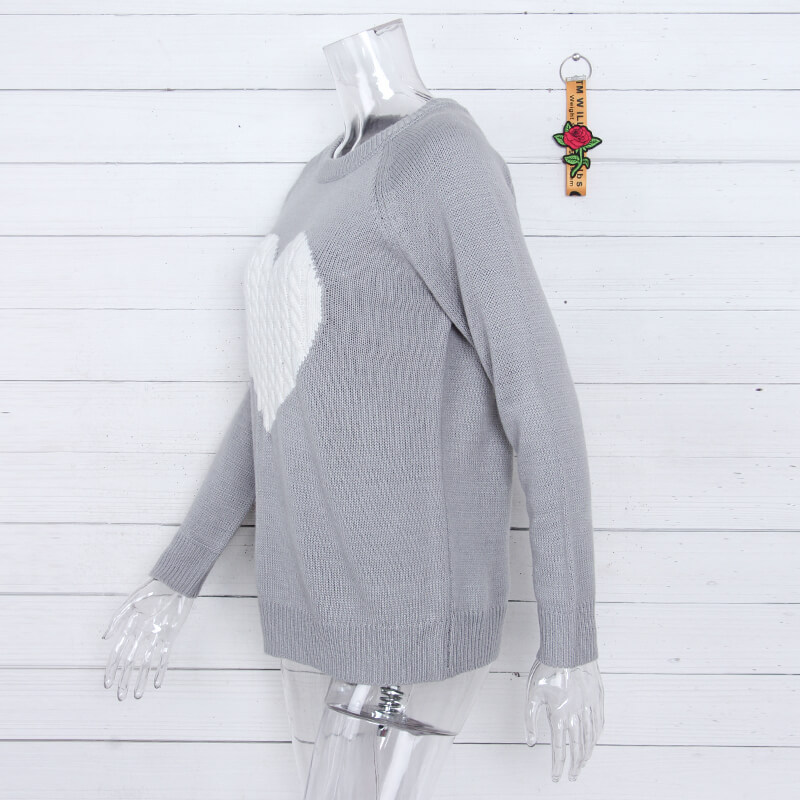 441g Weight Long Sleeve Sleeve Length Pullovers Placket Type Regular Sleeve Sleeve Type Polyacrylonitrile Fiber, knit Fabric Type Regular Top Length Sweater Tops Type Daily, Street Occasion Round Neck Neckline Slim Fit Type Heart Shape Pattern Spring, Autumn Season Women's Gender Elegant Style Wholesale Women's Elegant Heart Shape Long Sleeve Sweaters & Cardigans 16