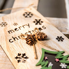 圣诞节木质镂空小挂件 创意门挂门饰 房间温馨挂件圣诞树松果挂件