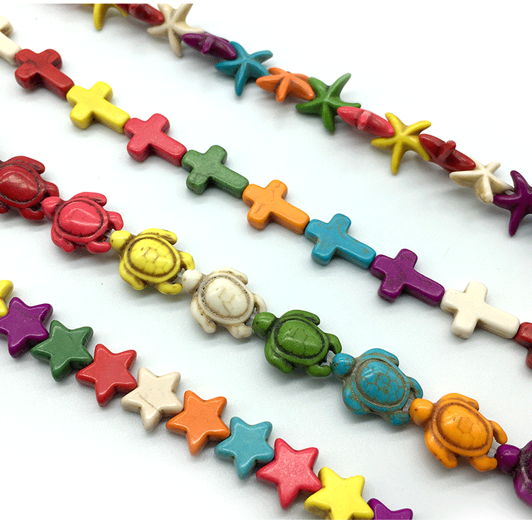 Colorful Popcorn Turquoise Cross Star Starfish Tortoise Diy Beads Material Wholesale Nihaojewelry display picture 7