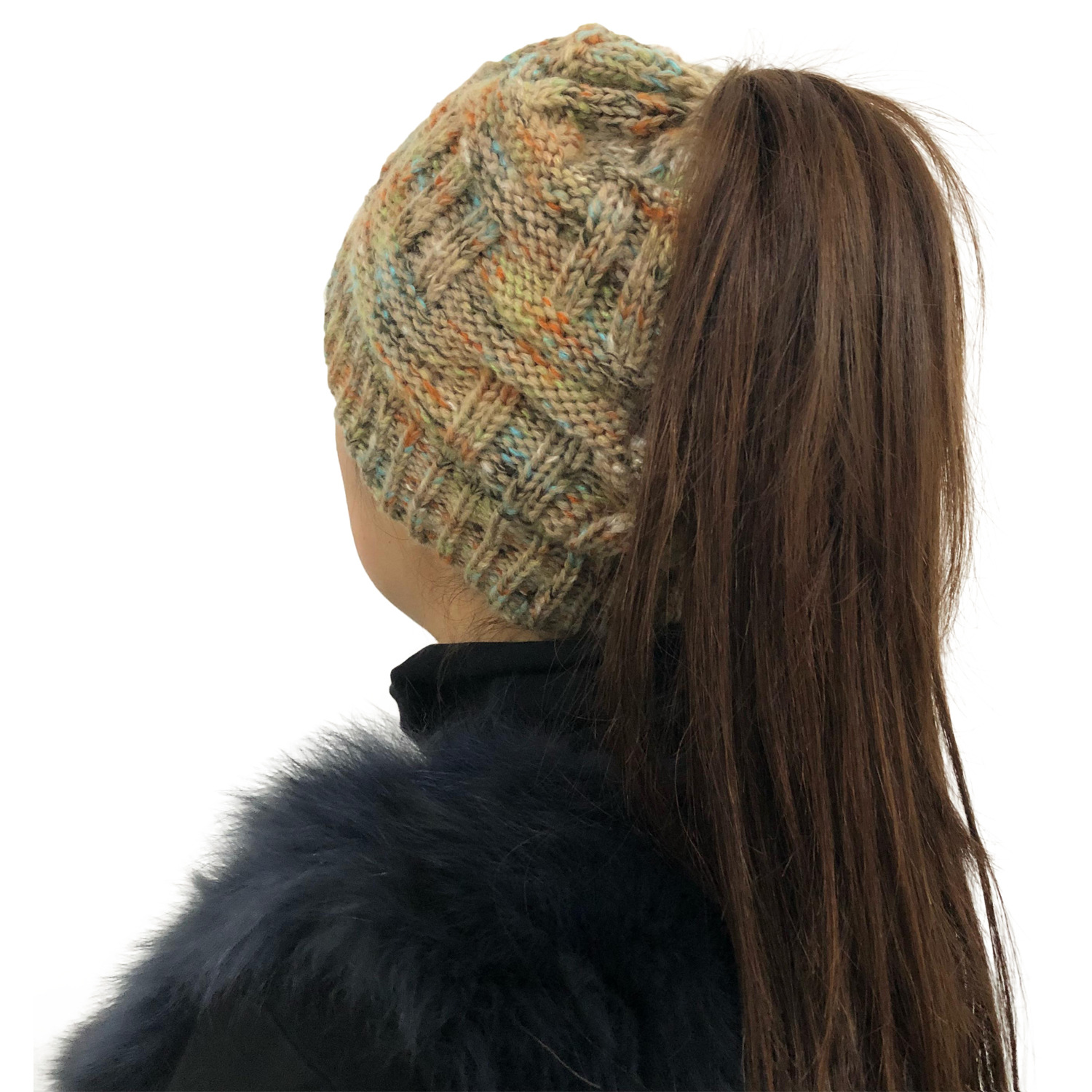 Knitted Bamboo Braided Colorful Pullover Hat