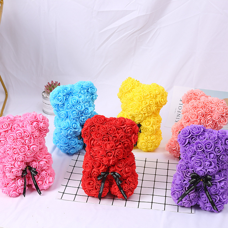 Valentine's Day Gift Creative 25cm Rose Flower Bear Gift Box Pe Flower Romantic Foam Bear Bebear display picture 17