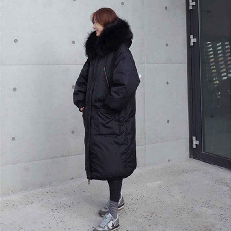 2018 the republic of korea Dongdaemun Agency purchase Easy Large thickening Overknee Mid length version cocoon Nagymaros collar down jacket