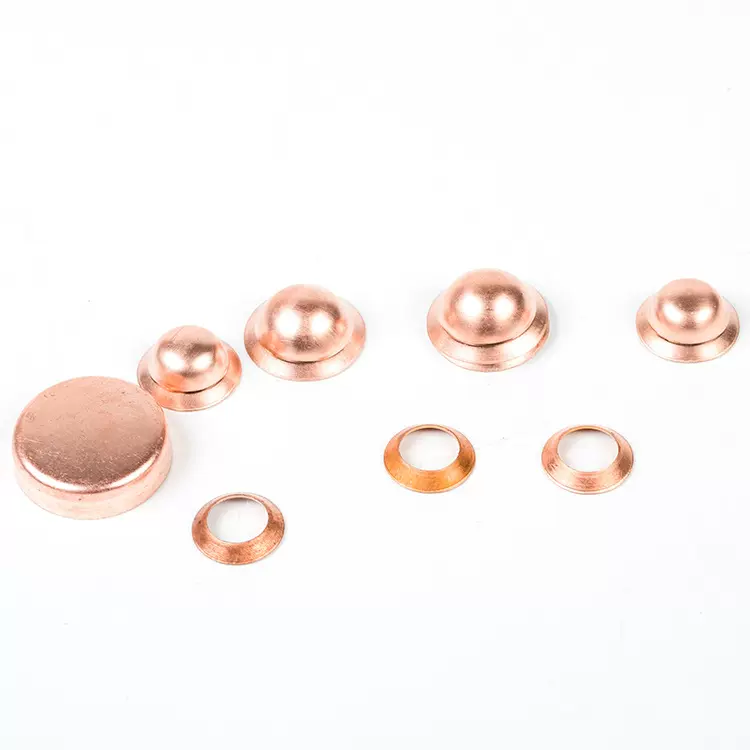 厂家直销   有孔 无孔紫铜紫铜垫片 紫铜封帽 紫铜管帽 堵帽 管堵