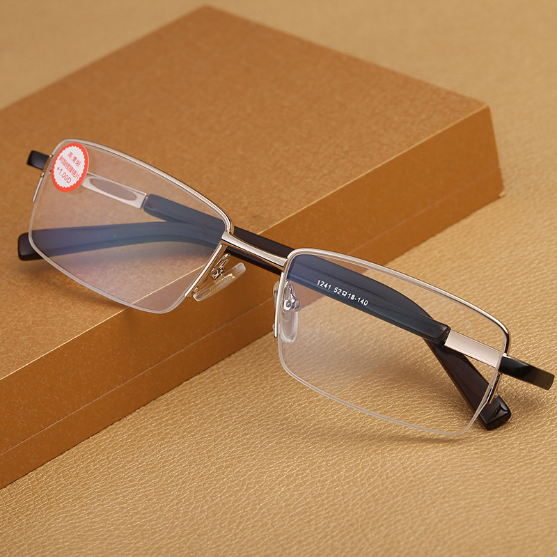 New fashionable unisex reading glasses HD coated metal half-frame…