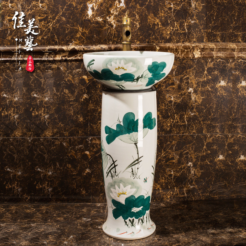 佳美艺立柱盆立式台盆一体落地式陶瓷柱式立盆洗脸盆立柱盆025#|ms