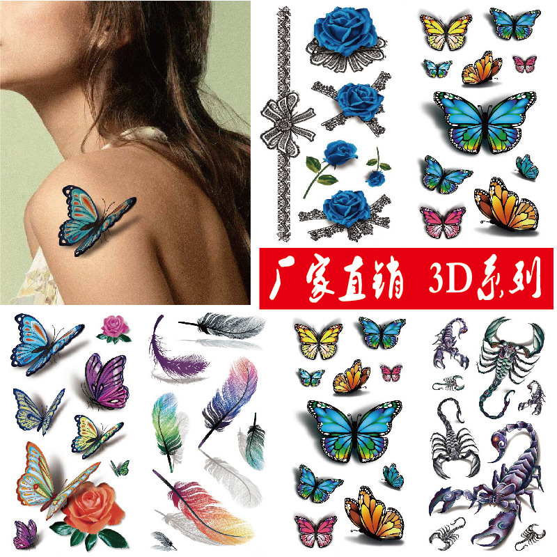3D Stereo Tattoo Sticker Scorpion Flower...