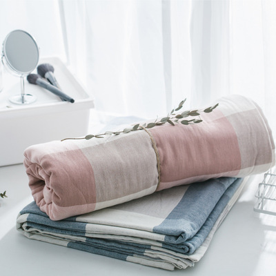 Manufactor wholesale pure cotton Gauze Single Towel customized Reminiscence lattice Towel blanket Nap blanket water uptake Air blanket