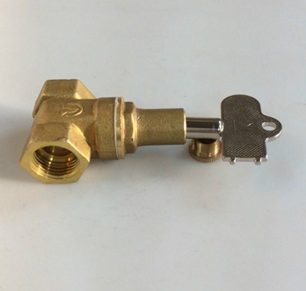 内三角带锁防盗铜闸阀DN15-20锁闭铜闸阀钥匙自来水表前钥匙暖气