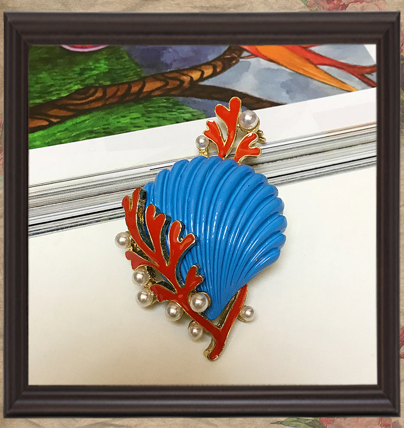 Spille per alberi a foglia rossa, spille a conchiglia, perle in lega, strass, accessori di abbigliamento alla moda_voghion.com