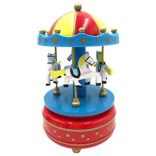Small Batch Wholesale Round Top Scene Cake Stand Carousel Music Box Eight-Track Player Sky City