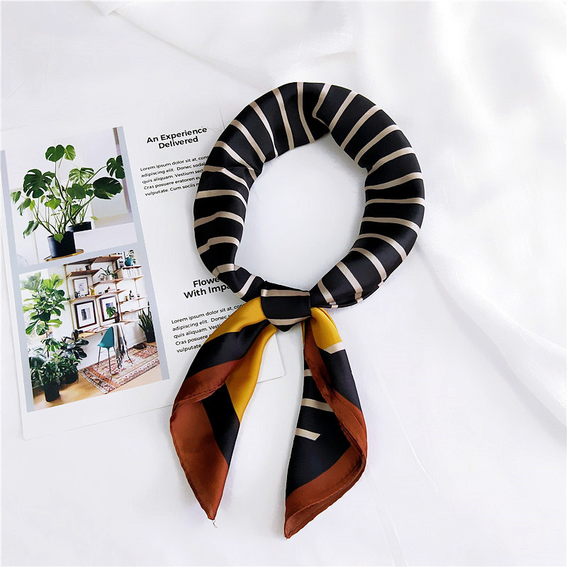 Diagonal Striped Small Square Scarf Small Scarf Women's Korean Scarf display picture 10