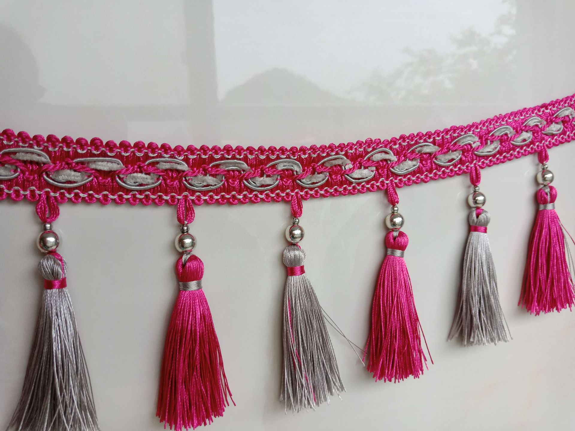 经典窗帘流苏花边带 手工亚克力珠子花穗 精美复古花边现货批发