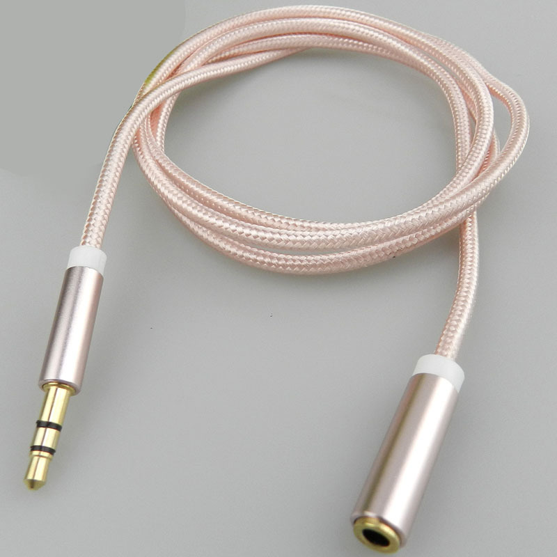 3.5mm Computer headset extended line 1 m aluminium alloy nylon weave 3.5mm Audio extension line aux