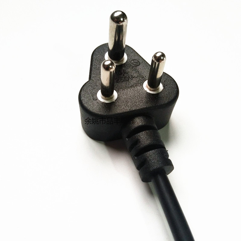 印度三插 弯头纯铜南非电源线 尾部上锡