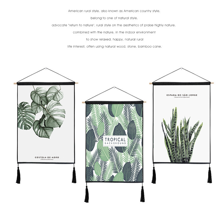 ins北欧风棉麻客厅玄关电表箱装饰画遮挡植物壁挂布房间墙面壁饰