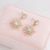 Shiny long earrings, pendant with tassels, Korean style, with snowflakes