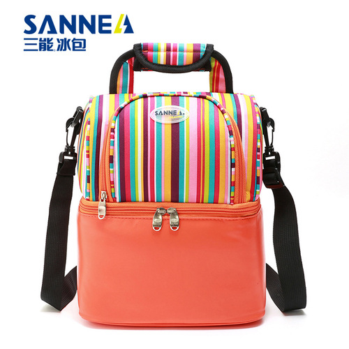 SANNE double shoulder milk bag cross-border mommy bag refrigerated milk bag breast milk preservation bag portable lunch bag wholesale
