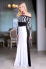 Summer fashion temperament word shoulder stripe color dress dress