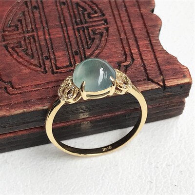 Jane ANN Emerald customized 18K Gold set ice Egg noodles Yujie Myanmar jade Gold exquisite personality Jade ring