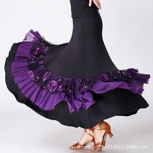 Ballroom dance skirts for women Modern national standard competition practice skirt square dance skirt Sequin embroidery performance Dress Dance