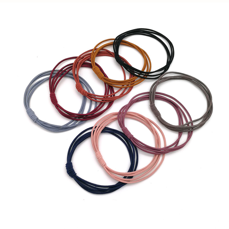 Korean Solid Color Hair Scrunchies Simple Knotted Hair Ring Headdress Four Strands Solid Color Basic Hair Rope High Elastic Rubber Band display picture 1