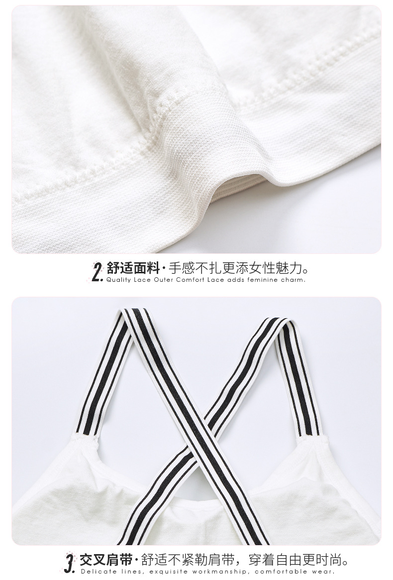 Wholesale of new beautiful back-hugging black and white striped strapless seamless halter top and one-piece cushioned women's underwear detail image 13