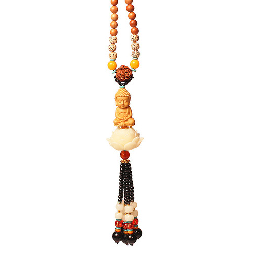 New white lotus boxwood car pendants, gifts, high-end car pendants, car interior accessories, drop shipping