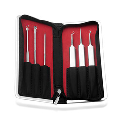 Stainless steel blackhead extraction needle set of 6, dual-ended blackhead and whitehead acne removal beauty tool