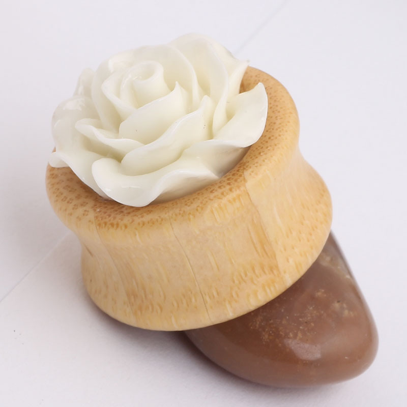 Stainless Steel Auricle Earrings 6 Pcs/Set Acrylic Wood Bamboo Flower Ear Gauges Body Piercing Earrings detail image 13