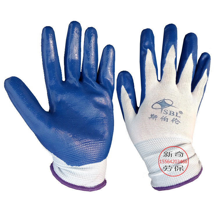 42g thickened Sporun white gauze blue nitrile dipped flat hanging…