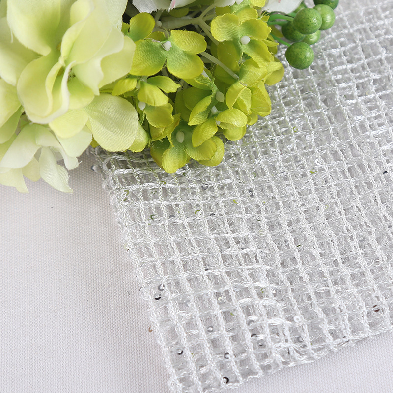 方格网眼布 全涤亮片金银线网格面料 靠垫桌布装饰布窗帘桌旗布料