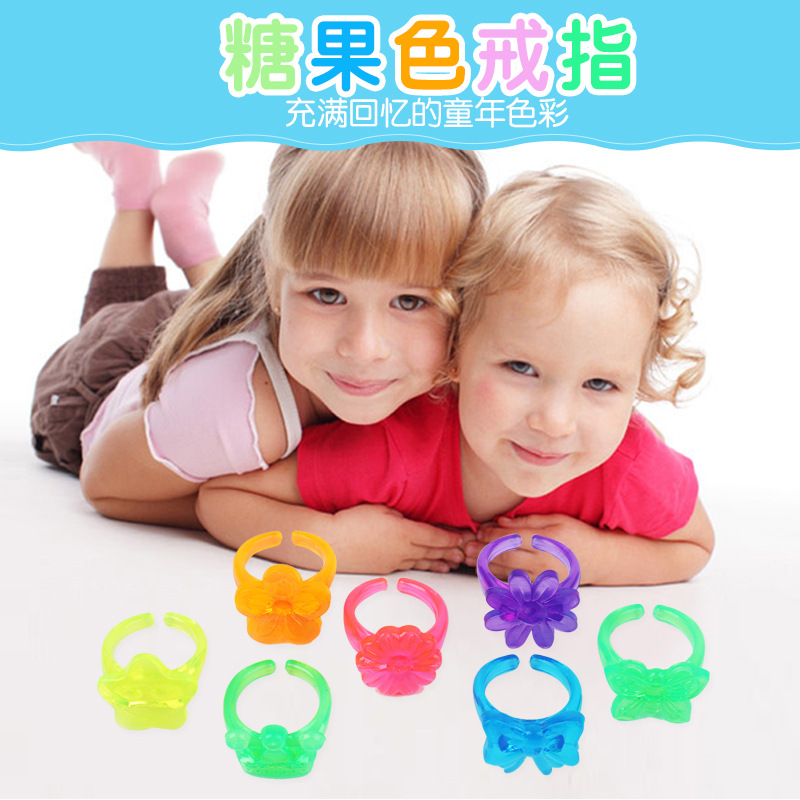 children Cartoon Ring gift Plastic Ring care kindergarten Jewelry parts Bracelets gift Toys Best Sellers