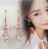 Long earrings, universal crystal with tassels, simple and elegant design, silver 925 sample