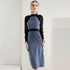 Fall New Cloak-style Two-piece Dresses with Mesh Screen