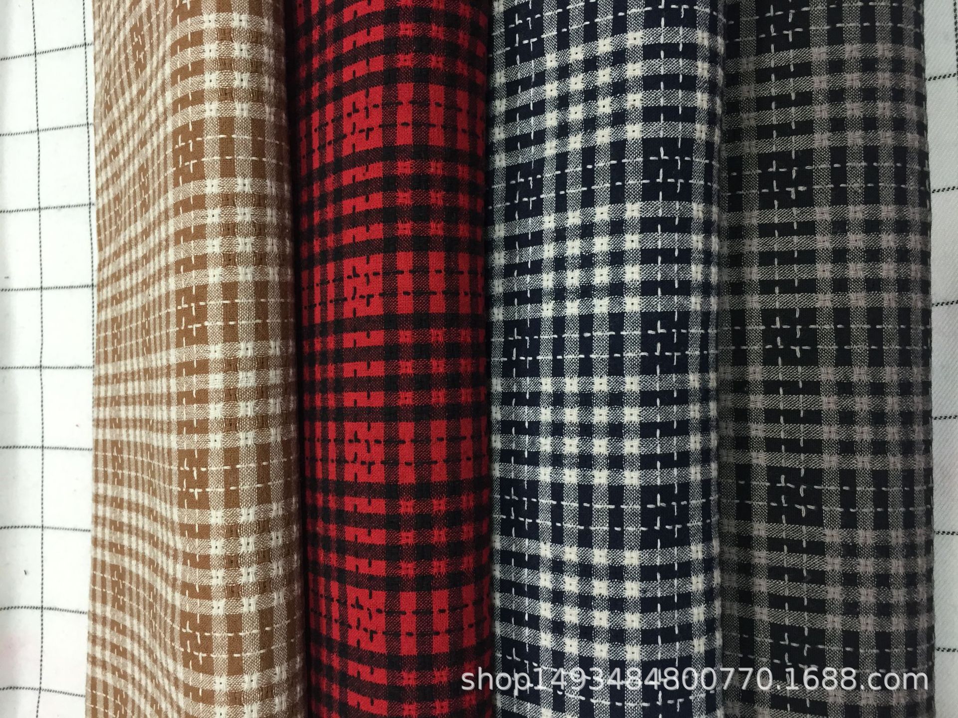 21支全棉色织布小格子提花布衬衫面料工艺品面料均可现货供应