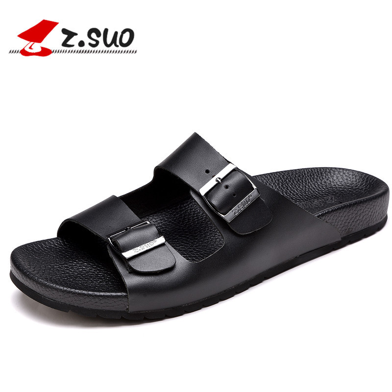 新款真皮男拖鞋夏季休閑涼拖男鞋子軟時尚潮男式涼鞋牛皮壹件代發