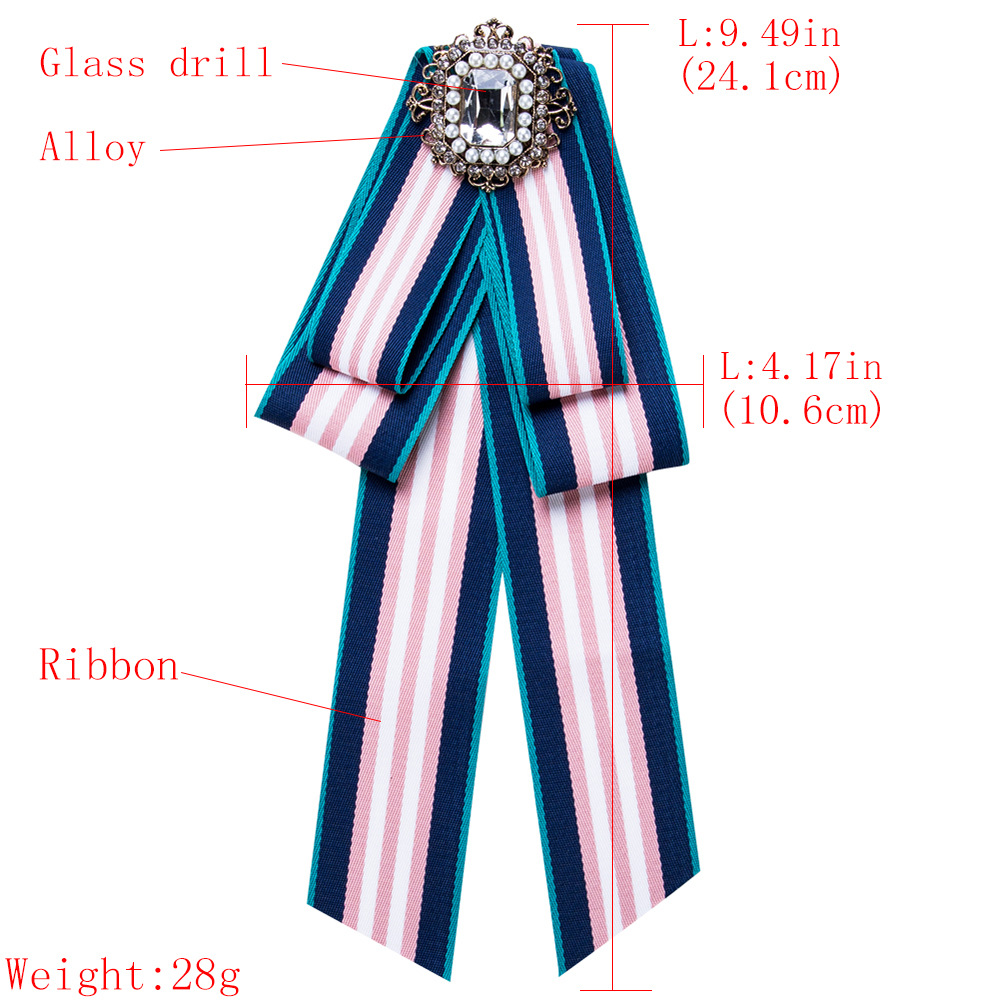 Fashion Alloy Diamond brooch Bows (Blue and white)NHJE1109-Blue and white