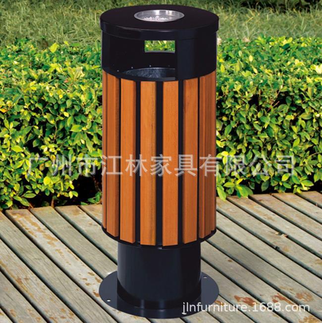 畅销园林果皮箱 木制垃圾筒 圆形果壳箱 学校垃圾桶