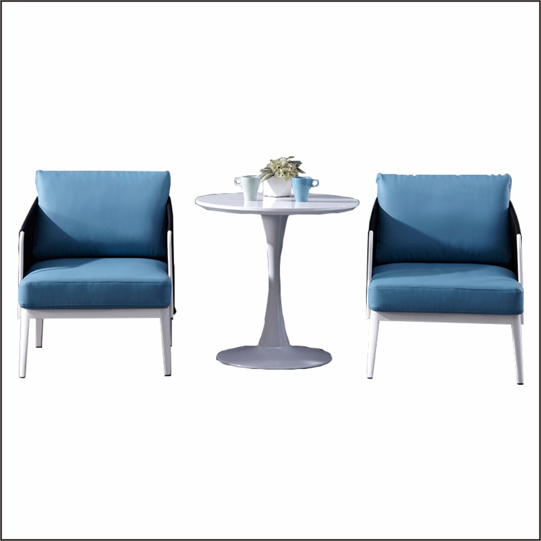 深圳办公家具蓝色西皮沙发简约时尚西皮沙发高弹性舒适沙发可定制|ms