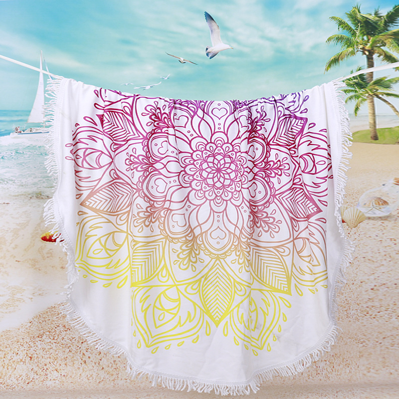 Now granted 4D printing Cartoon bath towel circular Beach towel Polyester Imprint logo 420g