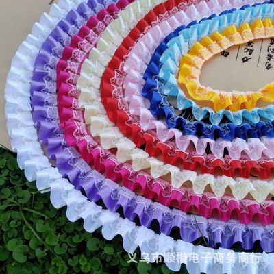 2.5cm Satin Lace Discounts Fold lace diy Barbie Doll Skirts Material Science 20 rice/strip