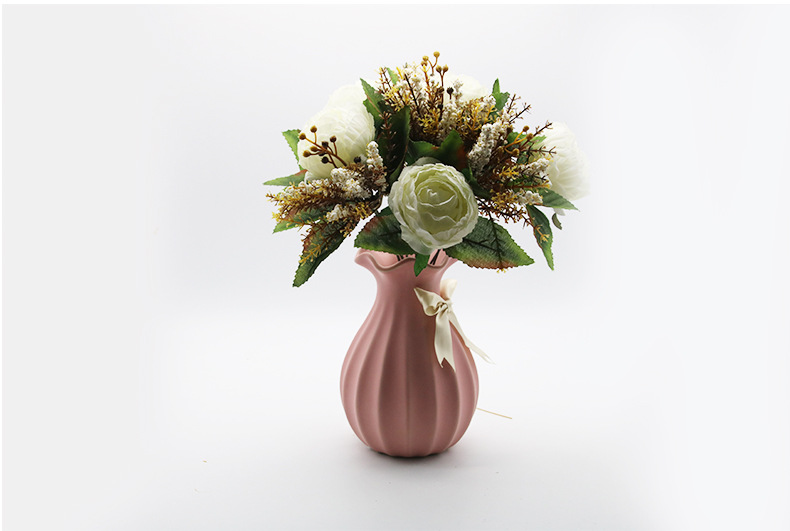 European-style artificial flowers in five colors, high-end artificial flowers, for living room home decoration, wedding, core wrapping, peonies, roses, silk flowers detail image 11