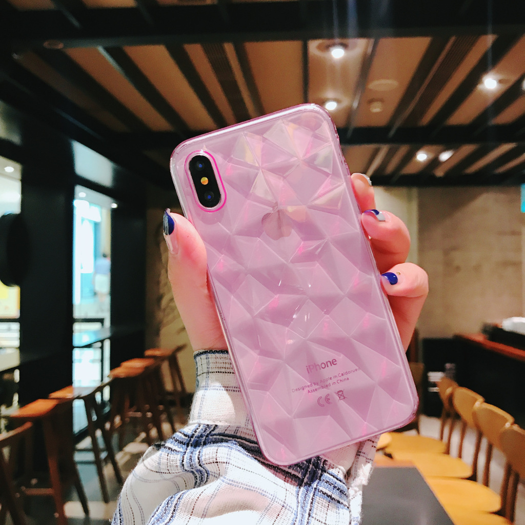 Transparent Diamond Pattern Mobile Phone Case For Iphone 11 Apple Xs Max / 6plus Diamond Tpu Protective Cover display picture 3