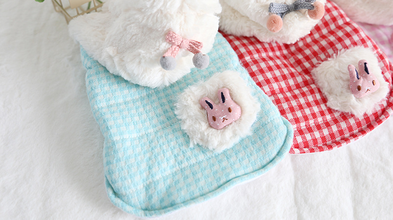 小兔口袋格子马甲