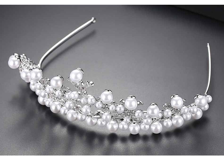 Jinse White Lover Stirnband Kupfer Eingelegt Aaa Zirkon Mode Koreanisches Bankett Perle Damen Braut Haarschmuck display picture 2