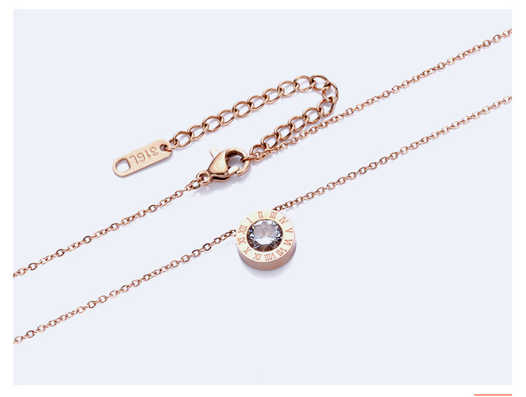 Classic Zircon Simple Stainless Steel Rose Gold Necklace Clavicle Chain Pendant For Women display picture 8