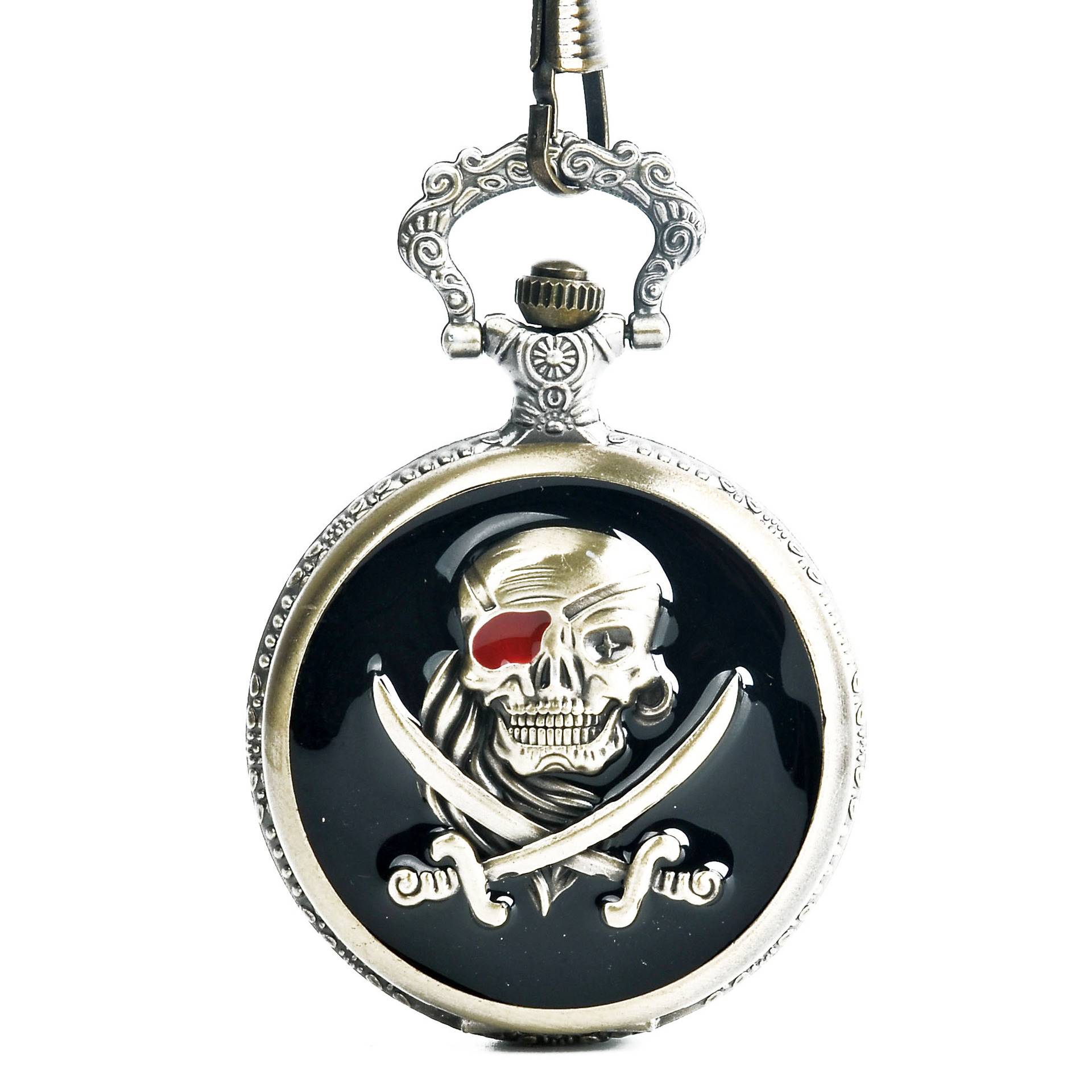Large bronze thick chain skull pocket watch hanging watch wholesale